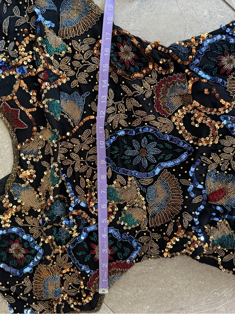 INCREDIBLE Vintage 80s Black Tie 100% Silk Fully Beaded Statement Top Sz Medium - Picture 9 of 11